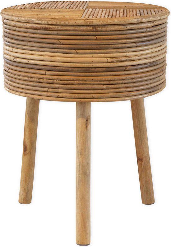 KidsDepot Mace Bijzettafel - Rotan - Bruin - Ø 35 cm