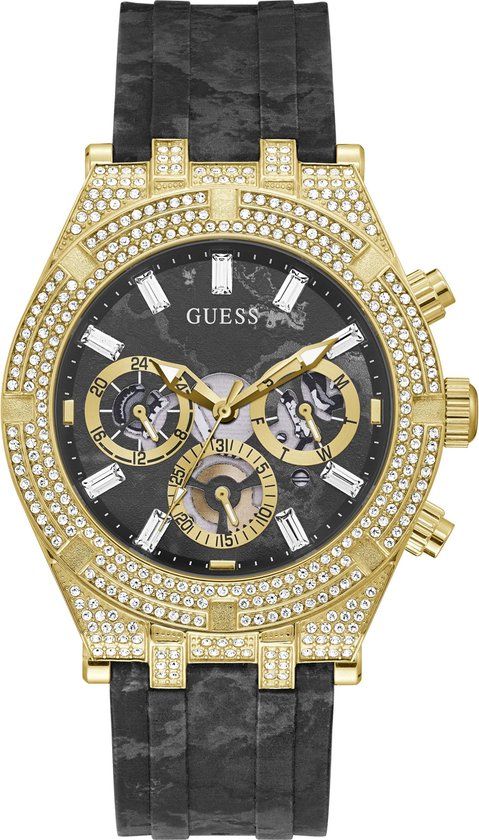 Guess CONTINENTAL GW0418G2 Dames Polshorloge - Zwart/Goudkleurig