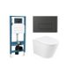 QeramiQ Dely Toiletset - inbouwreservoir Qeramiq Flush - 35mm zitting - kunststof mat antraciete bedieningsplaat - rechthoekige knoppen - glans wit