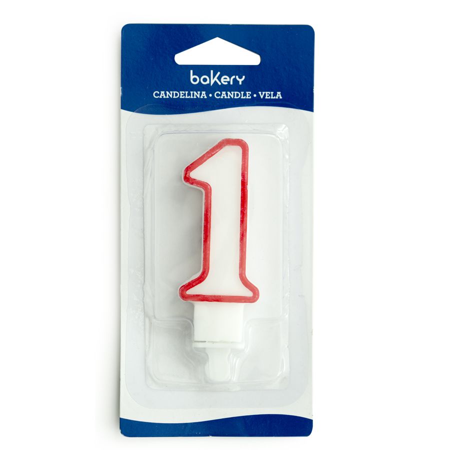 Decora 0316501 Verjaardagskaarsje - Wit/Rood - 7.5cm - 1 Stuk