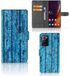 B2Ctelecom Samsung Galaxy Note20 Ultra Book Style Case Wood Blue