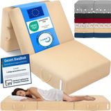 ELONEO Opvouwbaar Matras - 3-Delig Vouwmatras, Extra Dik 15 cm Schuim, Wasbaar en Draagbaar Logeermatras voor Volwassenen, Eenpersoonsbed (Creme, 75 x 195 x 15 cm)