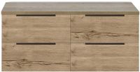 BES LED Seville Badmeubelset 120 cm - 4 Laden - Wastafelblad Natuur Eiken Edge Greep