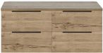 BES LED Seville Badmeubelset 120 cm - 4 Laden - Wastafelblad Natuur Eiken Edge Greep