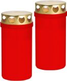 Trend Candles Grafkaars/Gedenklicht - 2 stuks - Rood - Wax - Met deksel - 48 branduren