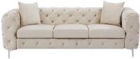 Vente-unique Driezits-Chesterfield-bank van beige velours EDWINA