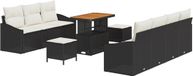 vidaXL Ensemble de banc de jardin 10 pièces avec coussins noir polyrotin acacia