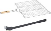 Neka BBQ/barbecue hamburger grill klem met houten handvat - incl. schoonmaakborstel