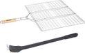 Neka BBQ/barbecue hamburger grill klem met houten handvat - incl. schoonmaakborstel