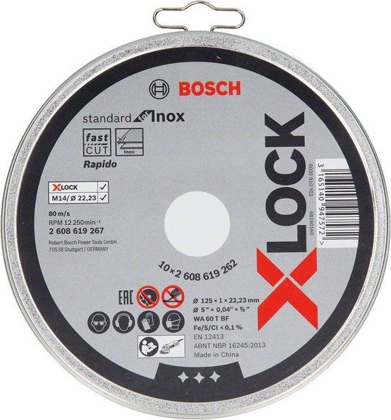 Bosch X-LOCK doorslijpschijf 125mm - Inox - 2608619267