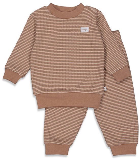 Feetje Pyjama Wafel - Maat 110 - Unisex - Bruin - Gestreept