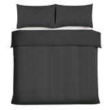 Good Nite Kingsize dekbedovertreksets satijnen gestreepte geborstelde microvezel beddengoedset 3 stuks met kussenslopen ultrazacht met hoekriemen (zwart, kingsize)