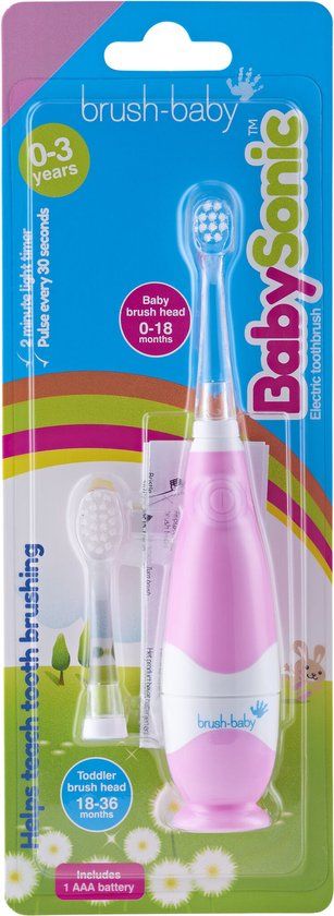 Brush-Baby BabySonic elektrische tandenborstel - Roze - 0-3 jaar - Incl. 2 opzetborstels