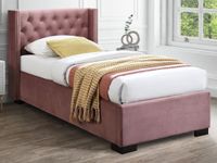 Vente-unique Bed met opbergruimte fluweel roze 90 x 200 cm