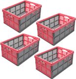 Garronda Boîte de transport 51x34,5x22,5 cm – Pliable – 4 pièces – Gris/Rose – GD-CRI-FoldBox