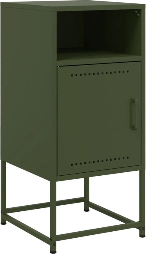 vidaXL Nachtkastje - 36x39x78 cm - Staal - Olijfgroen