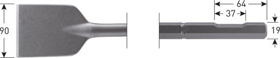 Rotec 6-kant Asfaltbeitel 90x400mm 6-kant ø19,0 met uitsparing
