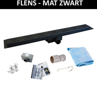 Boss & Wessing Mat Zwart RVS Douchegoot Flens met Uitneembaar Sifon MAT ZWART (alle maten)