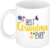Bellatio Decorations Cadeau koffie/thee mok voor oma - geel - beste oma - keramiek - 300 ml