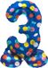 Folat Staande Folieballon Cijfer 3 Colorful Dots - 72 cm