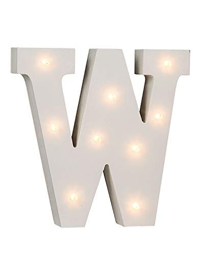 Out of the Blue 57/6096 - Houten letter "W" verlicht met 9 LED-lampen - 16 cm