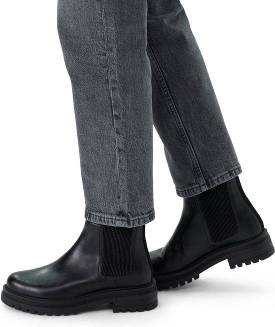 Manfield - Dames - Zwarte leren chelsea boots - Maat 43