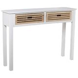 DRW Instaptafel met 2 schuifladen van hout in wit en natuur, 80 x 110 x 28 cm