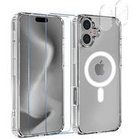 Phonillico® Case voor iPhone 16 en 2 Scherm van gehard glas en 2 camerabeschermingen