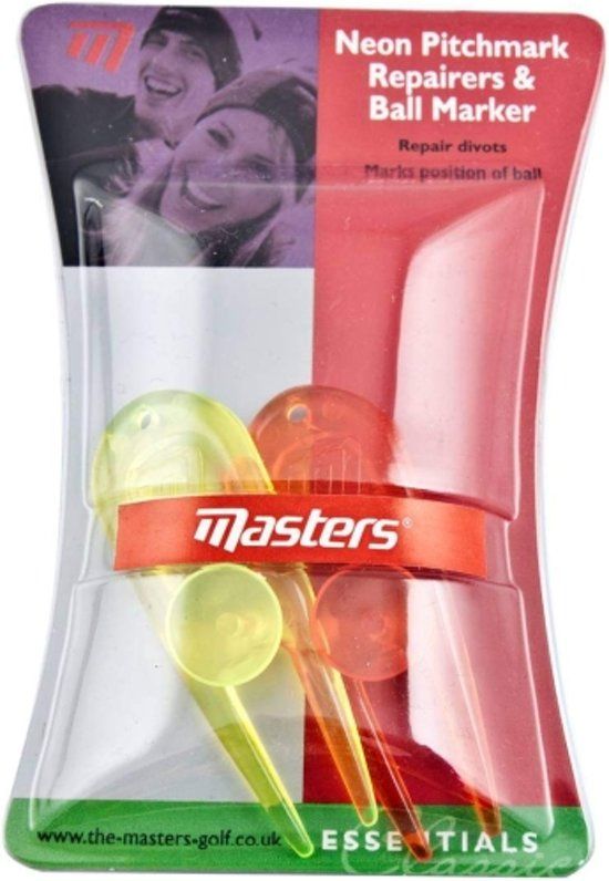 Masters Golf Masters Neon Pitchmark Repairers & Ball Marker - groen, rood