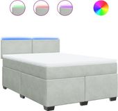 vidaXL Boxspringbed met matras, fluweel, lichtgrijs, 160x200 cm