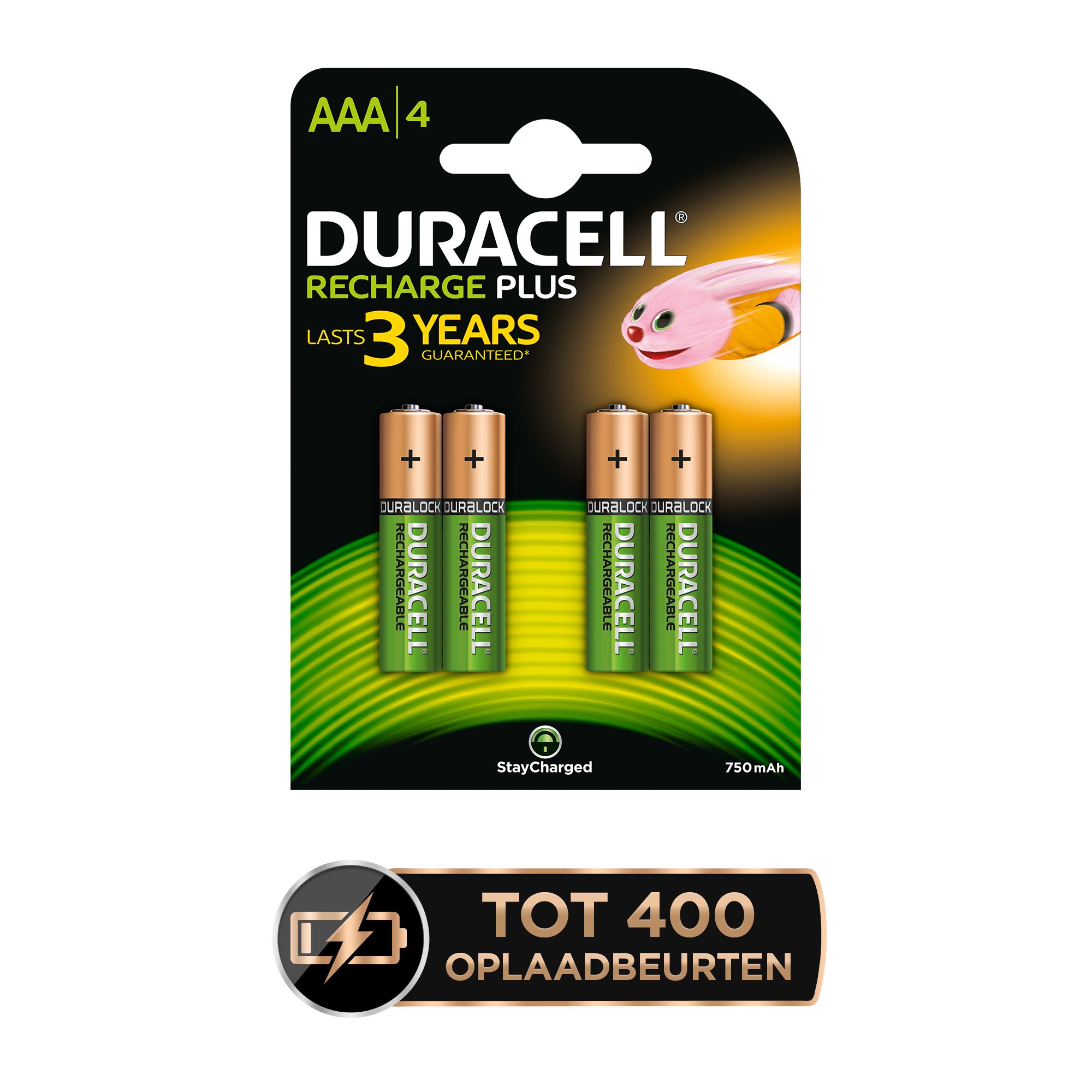 Duracell Recharge Plus AAA Batterijen - 750 mAh - 4 stuks