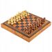 Luxgifts Set 2-en-1 Échecs & Dames - Figurines en bois, plateau en éco-cuir de 28 cm