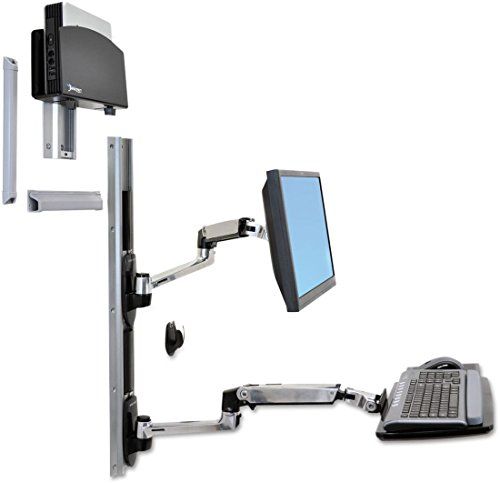 Ergotron LX Arm II - wandmontagesysteem voor beeldscherm en toetsenbord - met processorhouder - gepolijst aluminium