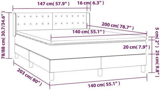 vidaXL Boxspring met matras fluweel donkergroen 140x200 cm