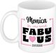 Bellatio Decorations Naam mok Monica - wit - Fabulous - keramiek - 300 ml - cadeau collega beker - cadeau