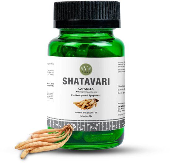 Vanan Shatavari Capsules | Vrouwenwelzijn & Ondersteuning van Hormonale Balans | Dagelijkse Vitaliteit | Ayurvedische Shatavari Formule | 60 Vegan Capsules
