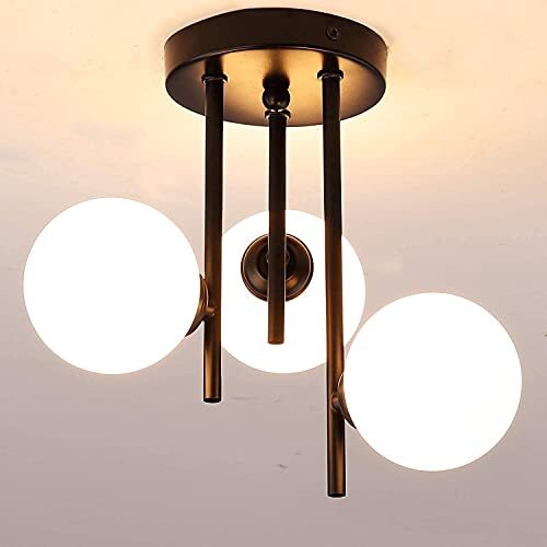 Lanting LED Plafondlamp Hal Zwart Metalen Plafondlicht 3 Vlams Kroonluchter Moderne