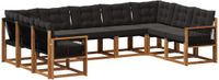 vidaXL - Hoek loungeset - 9 zitplekken - Naturel en zwart - Acacia hout