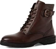 Tamaris - Dames - Laarzen - Biker boots - Leer - Bruin - Maat 38