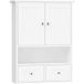 Armoire murale de salle de bain, meuble de toilette avec portes, étagère et 2 tiroirs, 50,8 x 17,8 x 66 cm, blanc
