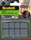 Scotch 0 Move & Protect SP62A08 glijschoenen, zelfklevend, grijs, 24 mm, verpakking van 8-100 kg