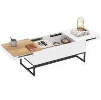 Homcom Table basse - Panneau de particules, Acier - 100 x 50 x 45 cm - Blanc