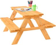 FableKids Arne Kinderzitje voor 4 kinderen Picknicktafel massief hout Naturel