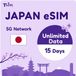 Merkloos eSIM Japan 15 Dagen Onbeperkte Gegevens 5G