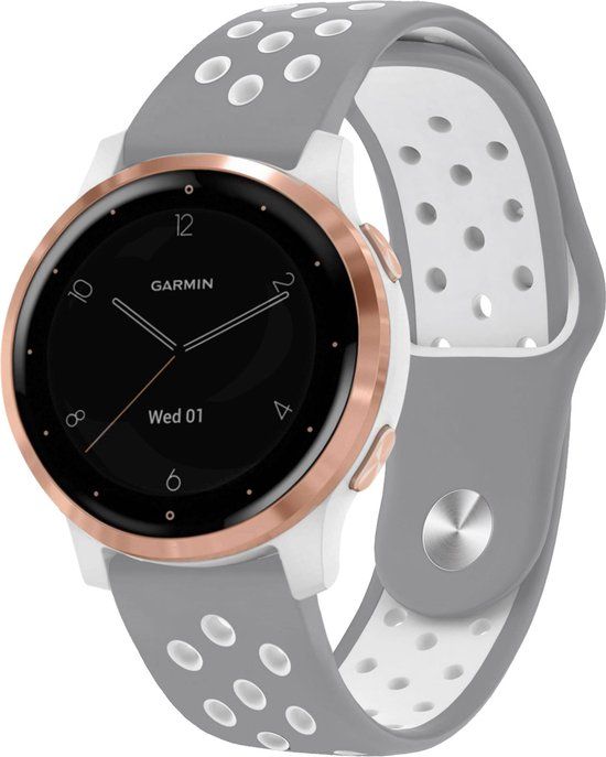 iMoshion Siliconen Sport Bandje 18mm - Grijs/Wit - Garmin Vivoactive 4s / 3s / Venu 2s / Vivomove 3s / Fossil Gen 6 / 5e