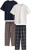 Next - Heren - Set van 2 jersey pyjama's met korte mouwen - Blauw