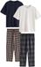 Next - Heren - Set van 2 jersey pyjama's met korte mouwen - Blauw