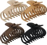 Merkloos / Sans marque Haarklemmen - Haarclips - 4 Stuks - Haarklem - Haarklemmen Dames - Bananenklem - Haarspeld - Haarklauw - Haarklem Groot - Haarclip Groot - Haarspelden Dames - Voor Vrouwen - Cadeautjes - Blond - Karamel - Bruin - Zwart