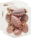 Othmar Decorations Bv 24x Pommes de pin décorations de Noël/boules de Noël corail rose en verre - 6 cm - mat/brillant - Décoration de sapin de Noël