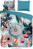 HIP Dekbedovertrek Mandalas en Bloemen - 2 persoons - 200x200/220 cm - Aqua - 100% Katoen satijn